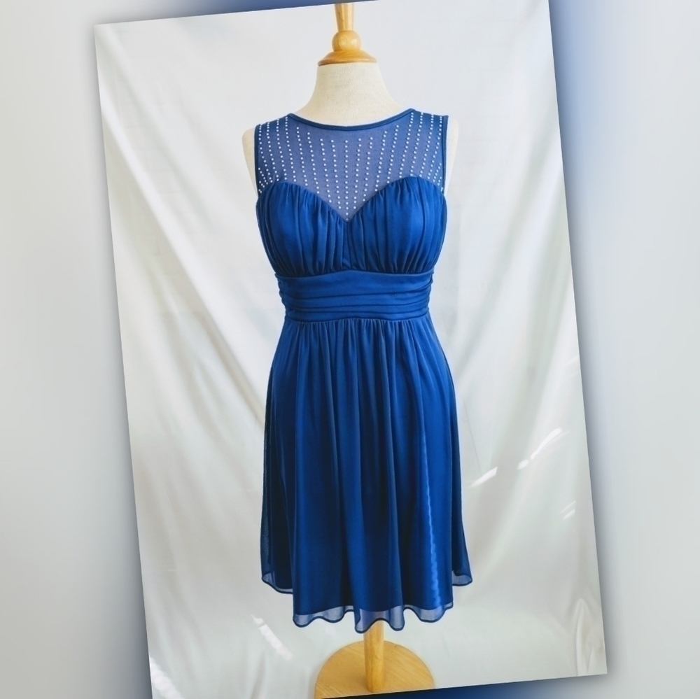 Fiesta‎ Fashion Blue Pearl Formal Dress Womens Medium